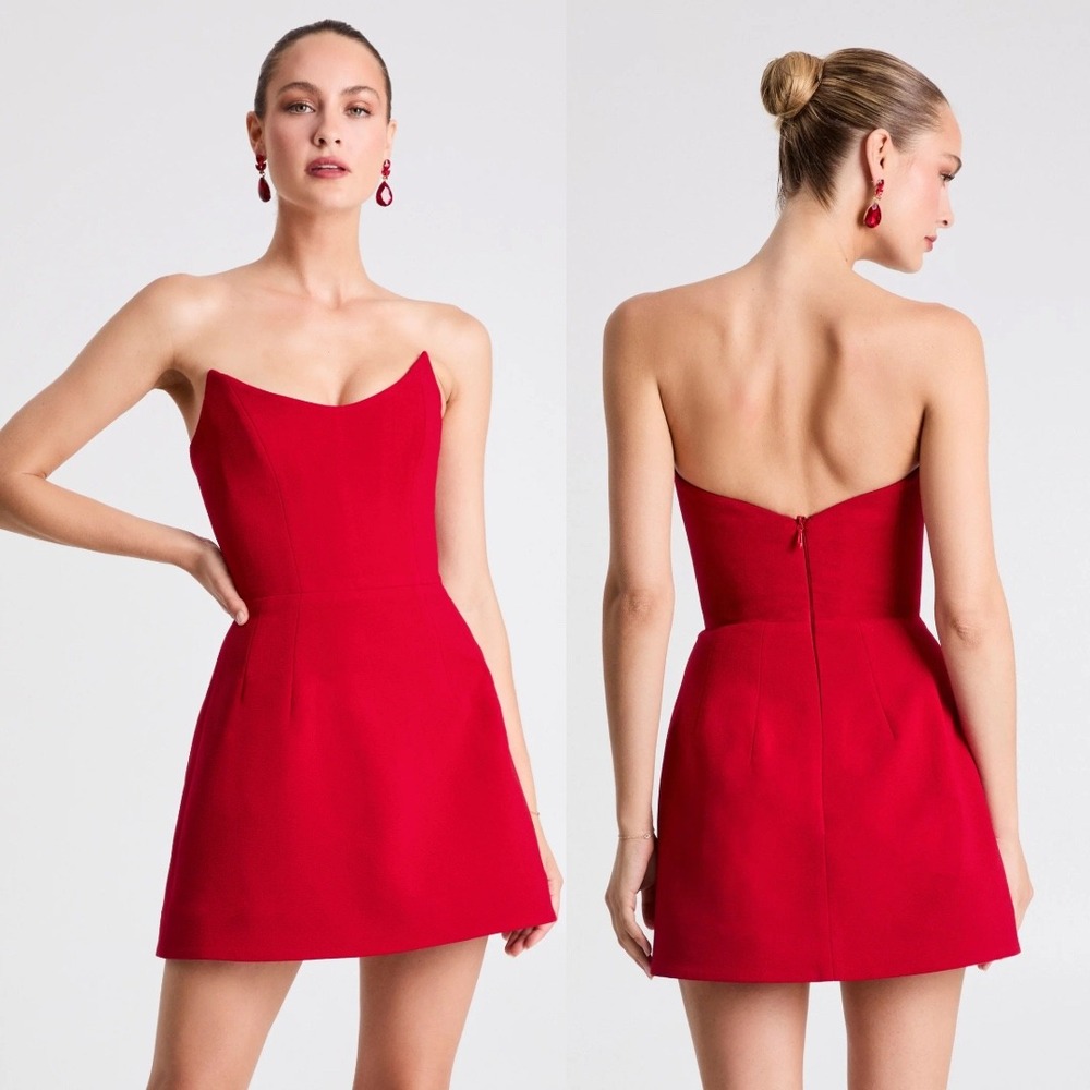 NEW Helsi Eliza Fit & Flare Strapless Minidress in Red - Size XL